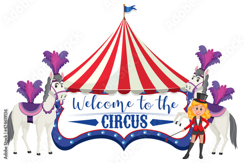 Welcome to the circus banner with circus horse