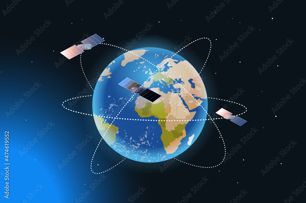 Fototapeta premium space exploration astronautics technology concept observation satellite flying orbital spaceflight around earth