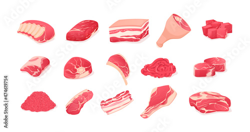 Obraz na plátně Meat fresh steaks meat delicatessen set