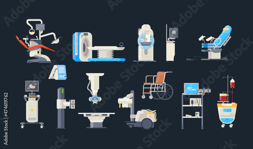 Hospital medical diagnostic equipment, health system, monitoring.