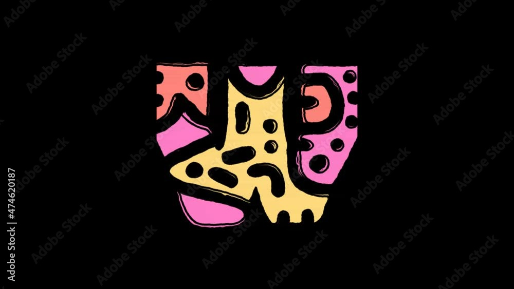 Letter W. Animated Cartoon, grunge Curved lines, Shake twitch effect ...
