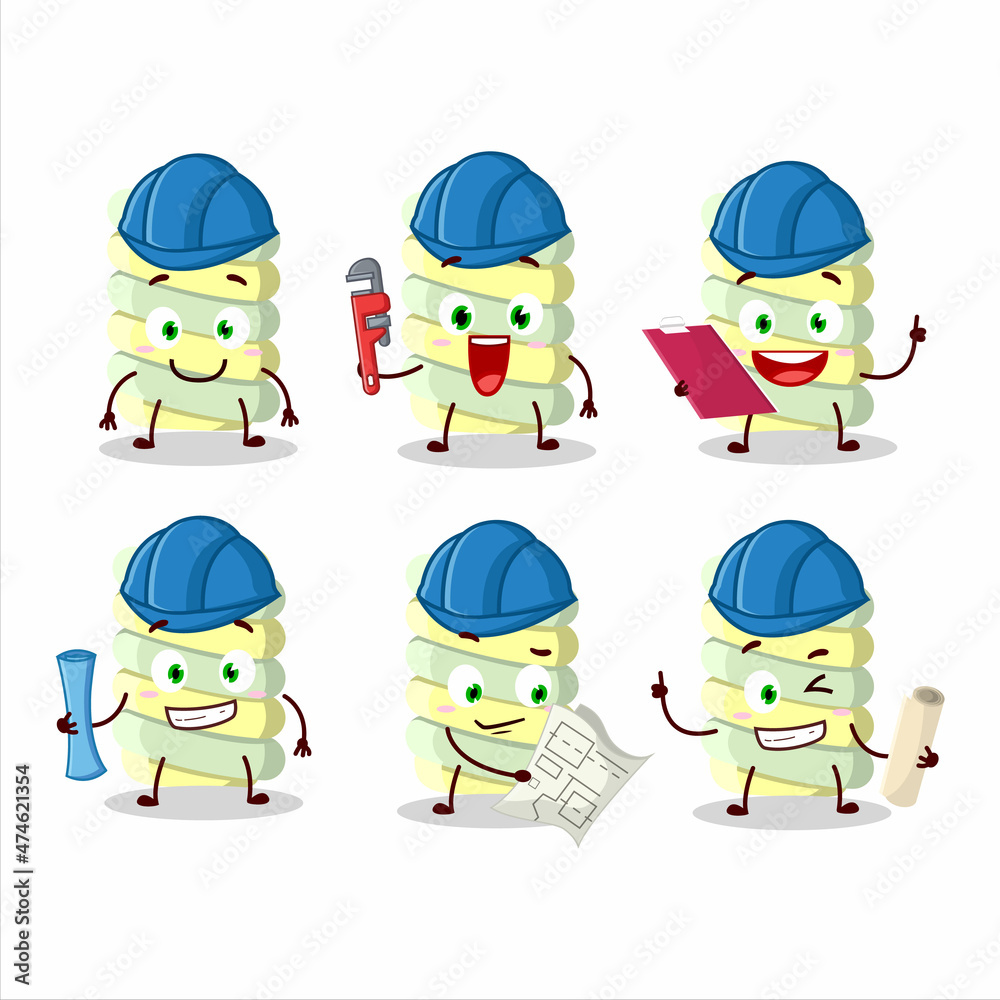 architect yellow marshmallow twist cute mascot character with pliers architect yellow marshmallow twist cute mascot character with pliers