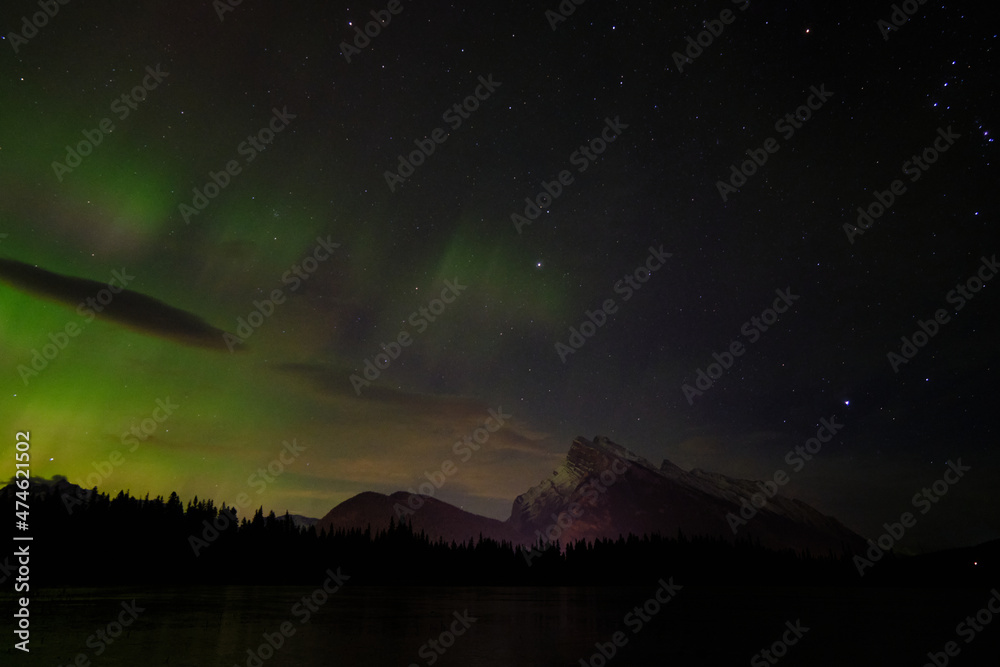 Auroras over Rundle, Alberta, Canada