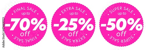 Market discount sale 25, 50 and 70 percent off