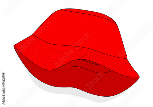 Blank Red Bucket Hat Template Vector On White Background