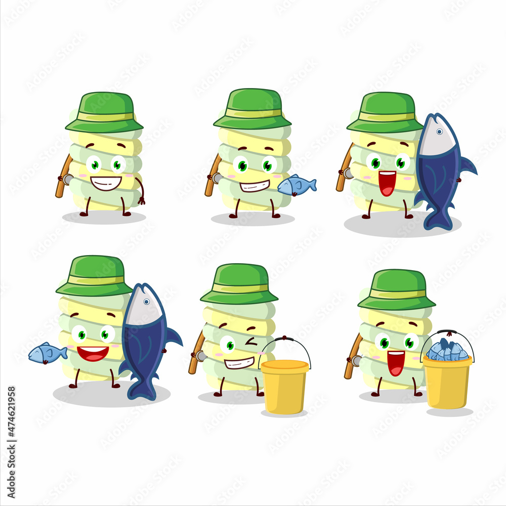 A fisherman yellow marshmallow twist cartoon picture catch a big fish A fisherman yellow marshmallow twist cartoon picture catch a big fish