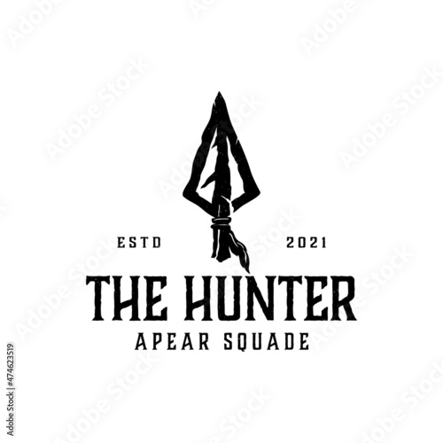 Vintage Retro Rustic Native Arrowhead Spear for Arrow Hunting Hipster Logo Design
