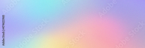 Abstract pastel holographic blurred grainy gradient banner background texture. Colorful digital grain soft noise effect pattern. Lo-fi multicolor vintage retro design.