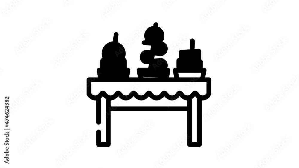 snacks buffet animated line icon snacks buffet sign. isolated on white background