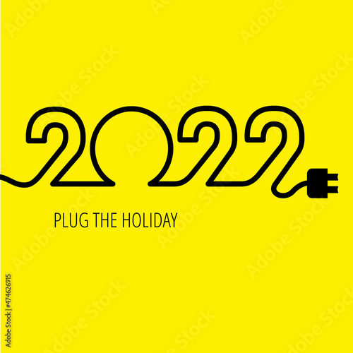 Electric cable in the form of numbers 2022 with plug at the end