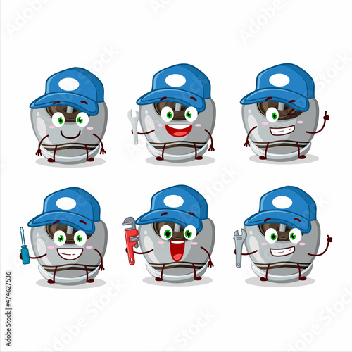 mechanic white sugar candy cute mascot character with pliers