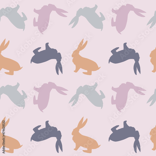 Cute Rabbit seamless pattern background. Vector flat cute   simple minimal illustration. fabric and paper design