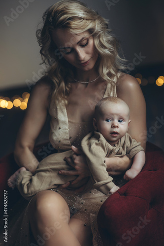 Beautiful woman mother with baby. High quality photo