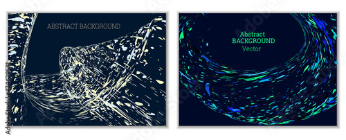 Multicolored paint splashes, smears, dust particles and debris are carried by the wind. A set of two templates. Design template for the design of banners, posters, booklets, covers, magazines. EPS 10