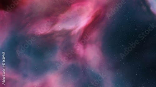 nebula gas cloud in deep outer space, science fiction illustrarion, colorful space background with stars 3d render