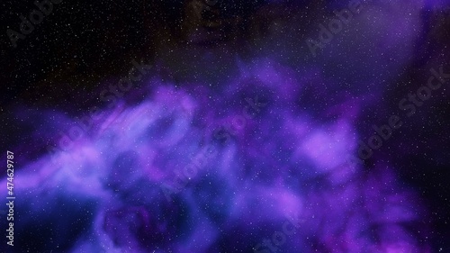 nebula gas cloud in deep outer space, science fiction illustrarion, colorful space background with stars 3d render