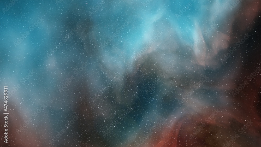 Obraz premium nebula gas cloud in deep outer space, science fiction illustrarion, colorful space background with stars 3d render