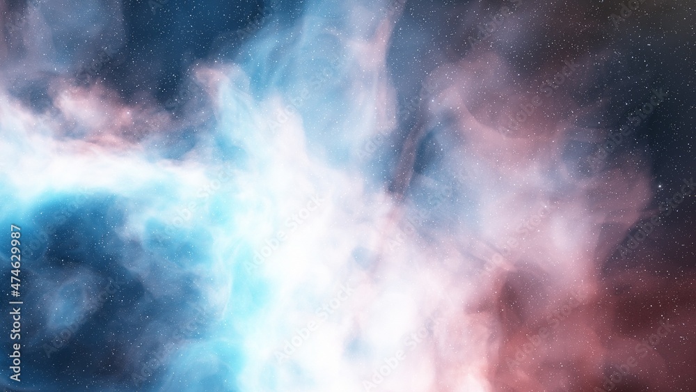 Fototapeta premium nebula gas cloud in deep outer space, science fiction illustrarion, colorful space background with stars 3d render