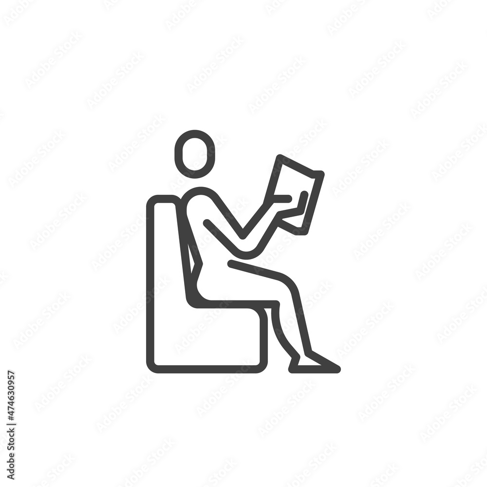 Relaxing person reading book line icon Relaxing person reading book line icon