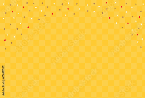 紙吹雪が舞うおめでたい背景（黄色） - 市松模様のセール・正月・当たり・勝利のイメージ素材 