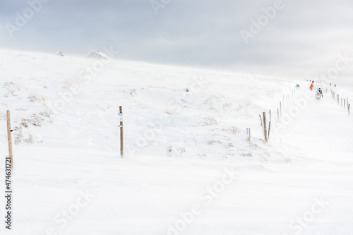 Blizzard of snow on top of mountains in Winters.