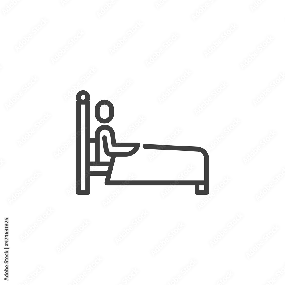Human in bed line icon