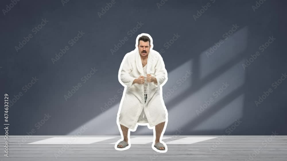 custom made wallpaper toronto digitalYou are ready for work. Male wearing pajamas, businessman wearing a suit. Fast magical funny transformation with one man. Looped animation. 4k. Stop motion design, 2D animation. Home business concept
