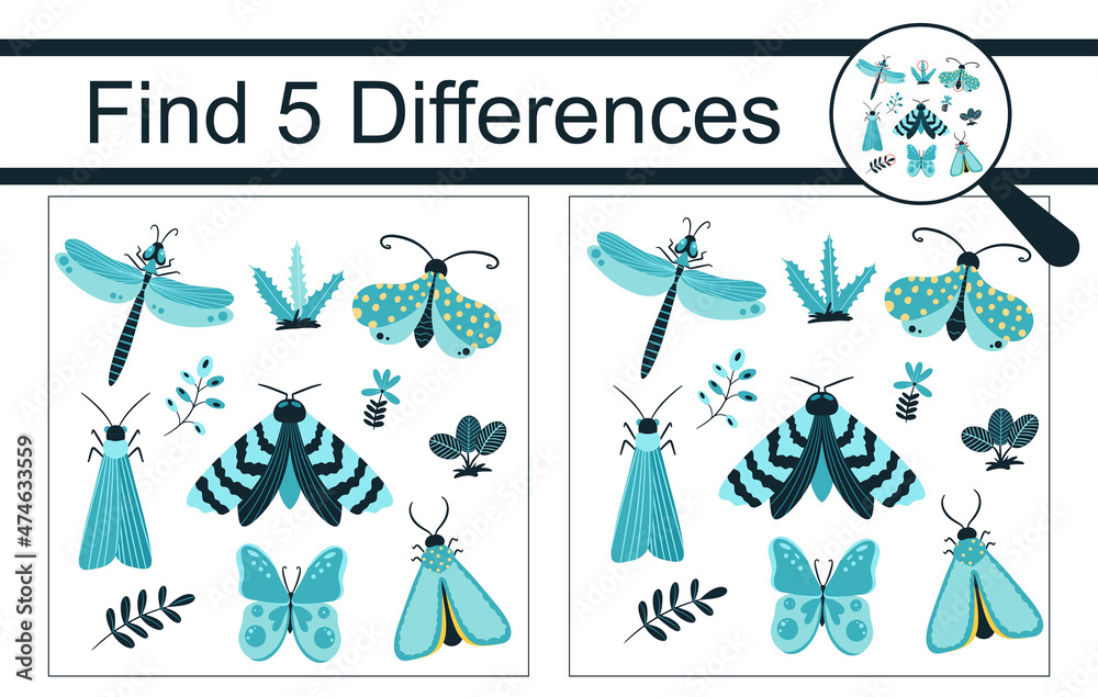 Find the differences. Educational game for children. Collection of ...