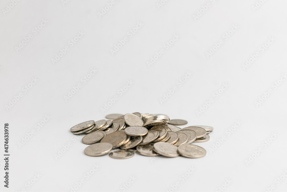 Canadian change coinsmoney on white background Canadian change coinsmoney on white background