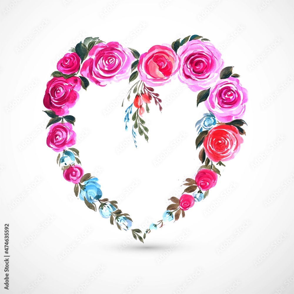 Beautiful decorative flower heart card background
