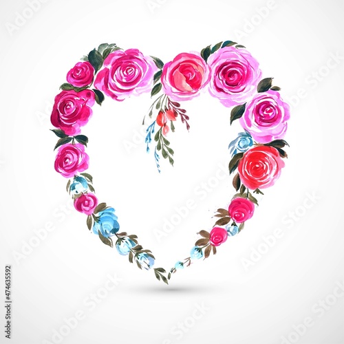 Beautiful decorative flower heart card background photo