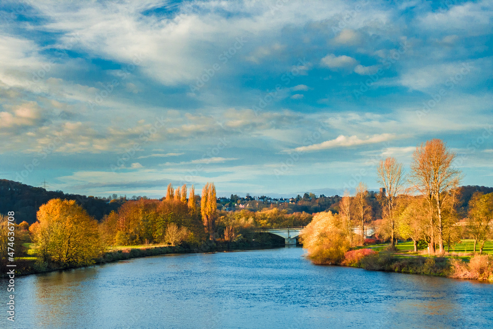 Fototapeta premium autumn landscape with lake
