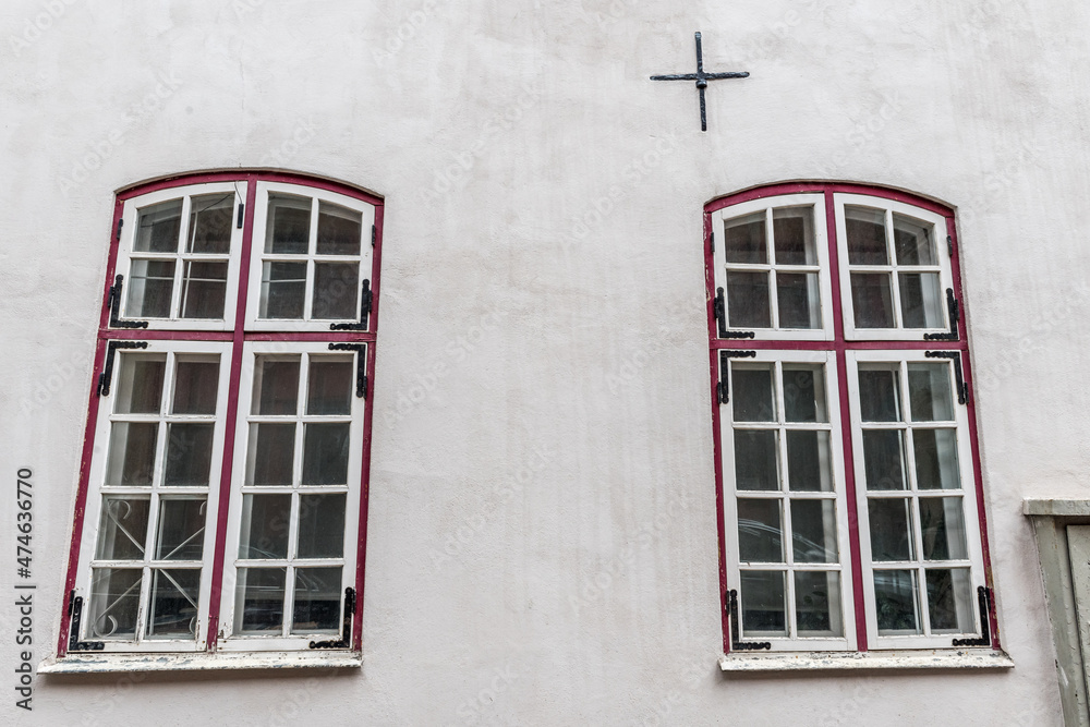 Fototapeta premium Old window of an historical building in Old Riga, Latvia