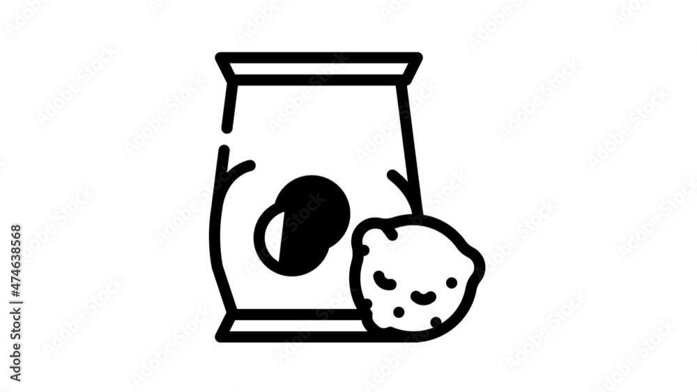 oatmeal cookies snack animated line icon oatmeal cookies snack sign. isolated on white background oatmeal cookies snack animated line icon oatmeal cookies snack sign. isolated on white background