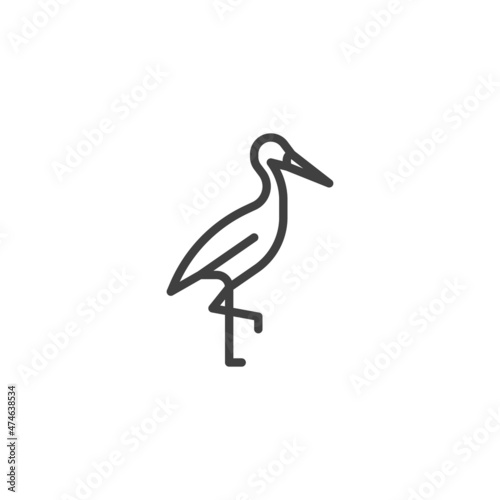 Stork bird line icon