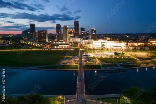 Aerial summer spring night view of Vilnius, Lithuania