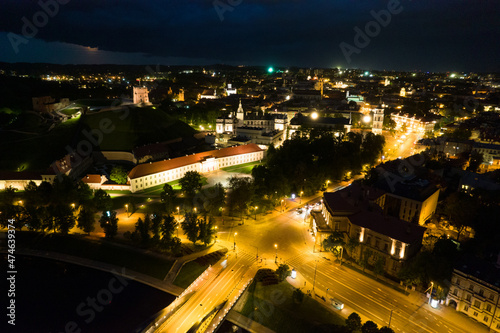 Aerial summer spring night view of Vilnius, Lithuania