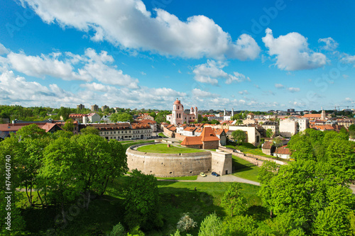 Aerial spring day view in sunny Vilnius old town