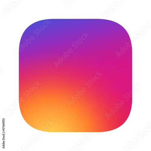 Square with round corners with yellow pink purple gradient. Vector