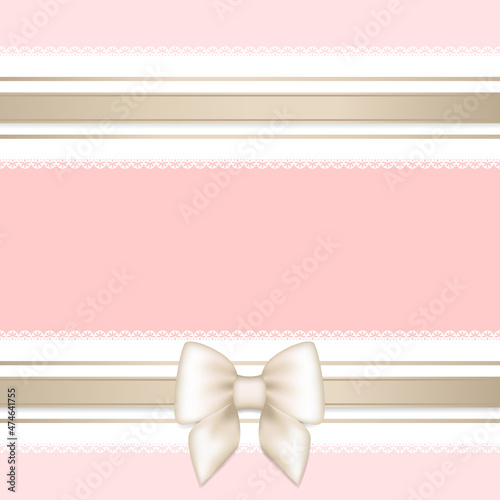 Pink background with white lace and bow