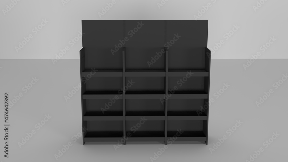 Superstore Product Display Shelfs 3D Render Superstore Product Display Shelfs 3D Render