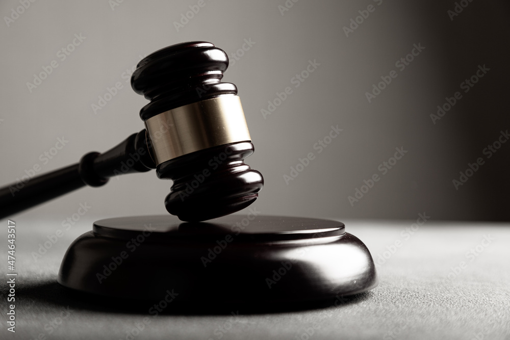 Judge's gavel on dark background, top view. Law concept Judge's gavel on dark background, top view. Law concept