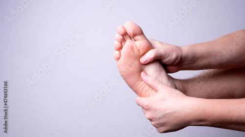 Leg pain, man suffering from leg pain, podiatry concept