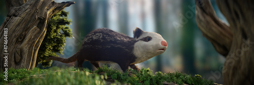 Canvastavla Alphadon, small extinct mammal from the Late Cretaceous that lived alongside din