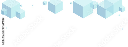 Blue-gray Polygon Background White Vector. Block Scatter Card. Monochrome Cube Isometric Illustration. Web Template. Sky Blue Style Cubic.