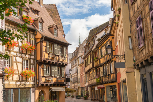 Colorful street city view of Colmar in Alsace, France.Famous travel vacation destination in France