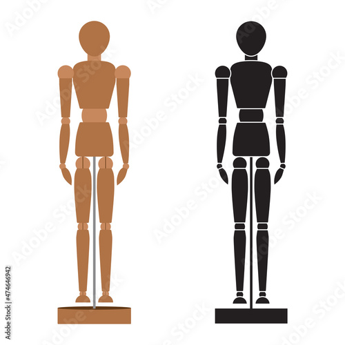 Obraz na płótnie Wood Artist Drawing Mannequin with Silhouette w salonie