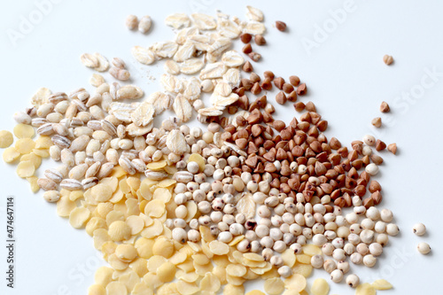 healthy diet nutrition ideas, white sorghum,  pearl barley, oats, buckwheats and pearl barley