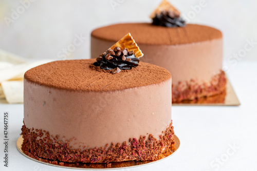 Photography Ganache cake on white background