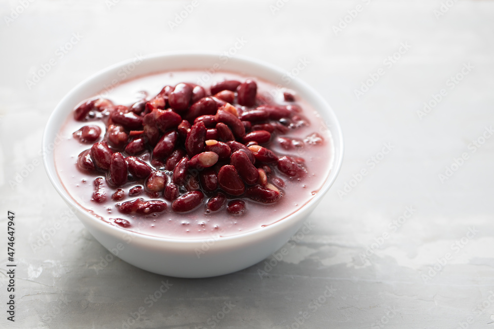 boiled red beans in small white bowl boiled red beans in small white bowl